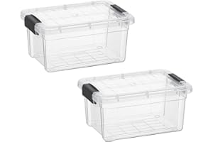 Superio Storage Bins with Lids- 2 Pack, 1.85 Qt Clear Boxes for Organizing, Stackable Plastic Containers- BPA Free, Non-Toxic, Odor Free, Organizer for Home, Office, Dorm
