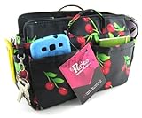 Periea Handbag Organiser 12 Compartments+FREE Key Clip - Black Flower- Ria