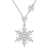 LOVGIFSET Christmas Snowflake Necklace for Women Christmas Gifts for Women Necklace Sterling Silver Snowflake Pendant Holiday Xmas Jewelry