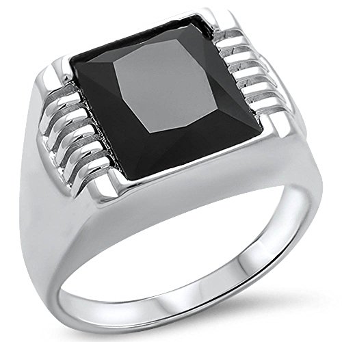 Men s black onyx .925 sterling silver ring size 11