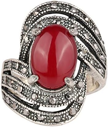 Myn Jewelry Unique AngelSilver Ring Oval Cut Amethyst Silver Plated Tibet Vintage Fashion Black Resin Womens Ring