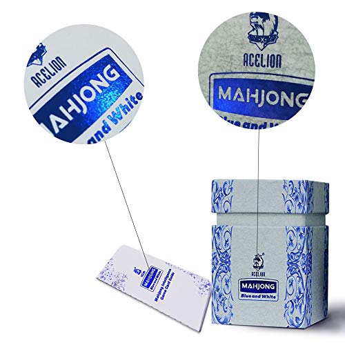 Mahjong Tile Intelligence Game Cards with Instruction, Mahjongg Playing Cards with Blue and White Porcelain Design - Thumbnail 4