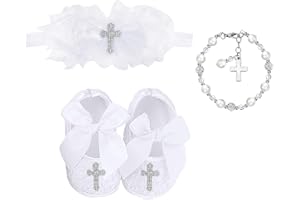 Bow Dream Baby Girl's Baptism Christening Shoes White Lace Reinstones Flowers