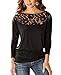 DREAGAL Women's Loose Fit Long Sleeve Lace Stitching T Shirt Blouse Top