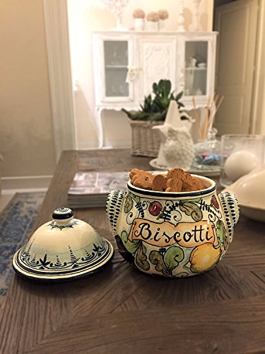 CERAMICHE D'ARTE PARRINI- Italian Ceramic Cookies Jar Biscotti Hand Painted Made in ITALY Tuscan Art Pottery