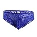 FEESHOW Sexy Men's Lace Briefs Sissy Pouch Underwear Crossdress Panties Lingerie Blue Large (Waistline 27.5-44.0
