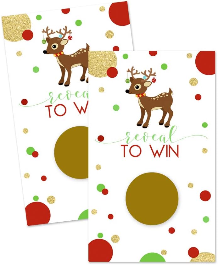 Christmas Reindeer Scratch Off Party Game Cards (28 Pack)