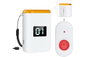 MERLRR Caregiver Pager Wireless Call Button for Elderly Monitoring Vibration Call Bell Medical Alert System with Digital Display for Elderly/Patient/Disabled at Home/Hospital/Clinic