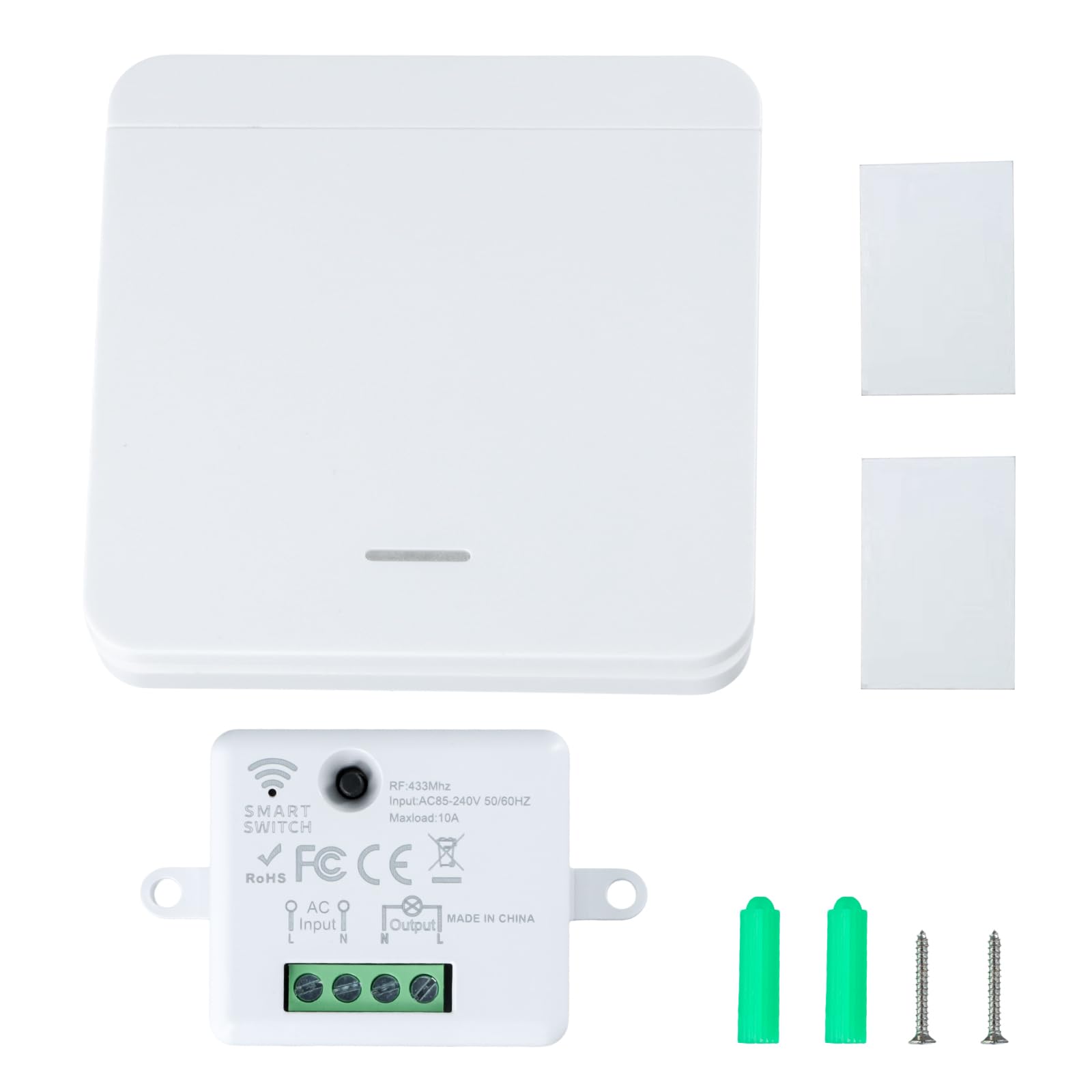 Wireless Light Switch Kit Remote Control Light Switch for Lamp, Wireless Light Remote Control Light Switch No Wiring Switch Kit No Wiring Required Includes 1 Remotes and 1 Receiver