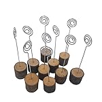 K.MAX Rustic Real Wood Base Photo Clip ,Table Card Holders for Wedding Party Decoration(10 pack)