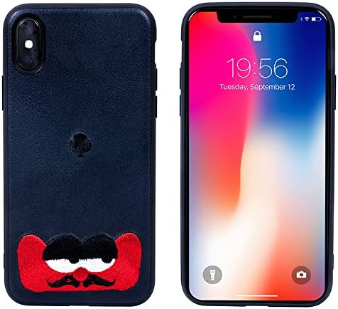 KUUFER iPhone X Case with Embroidery Painting for Apple iPhone X 2017 (darkblue+red)