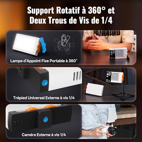 ZHIYUN Fiveray M40 [Official] 40W LED Panel, Pocket Photo Light 320g with Battery, 14000 Lux, 2700-6200k, CRI≥96, TLCI≥97, Portable Streaming Lamp for Youtube TikTok Livestream