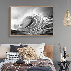 Floating Framed Canvas Wall Art for Living Room, Bedroom Black and White Water Canvas Prints for Home Decoration Ready to Hang - 16x24 inches