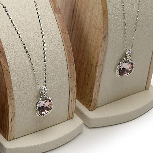 Oirlv 2Pcs/Lot Solid Wood Long Chain Necklace Pendant Bracelet Stand Retail Stores/Trade Shows Showcase Display Jewelry Holder Exquisite Decorative Props (Creamy-White Curved)