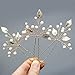 Missgrace Bridal Crystal Leaf Rose Gold Hair Pins Women Crystal Headpiece Wedding Rose Gold Leaf Hair Pins Clip Hair Jewelry Wedding Hair Accessories for Festival and Party Set of 3