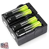 4X 5800mAh Li-ion 18650 3.7V Rechargeable Battery + 2X Smart Charger TOKEYLA Ship From USA