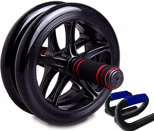 Dual Ab Roller Exercise Wheel &amp; Thick Knee Pad The Perfect Fitness Exerciser – Portable Abdominal Workout Equipment with Soft Foam Handles - Great Core Exerciser For Men and Women - Home Gym Set