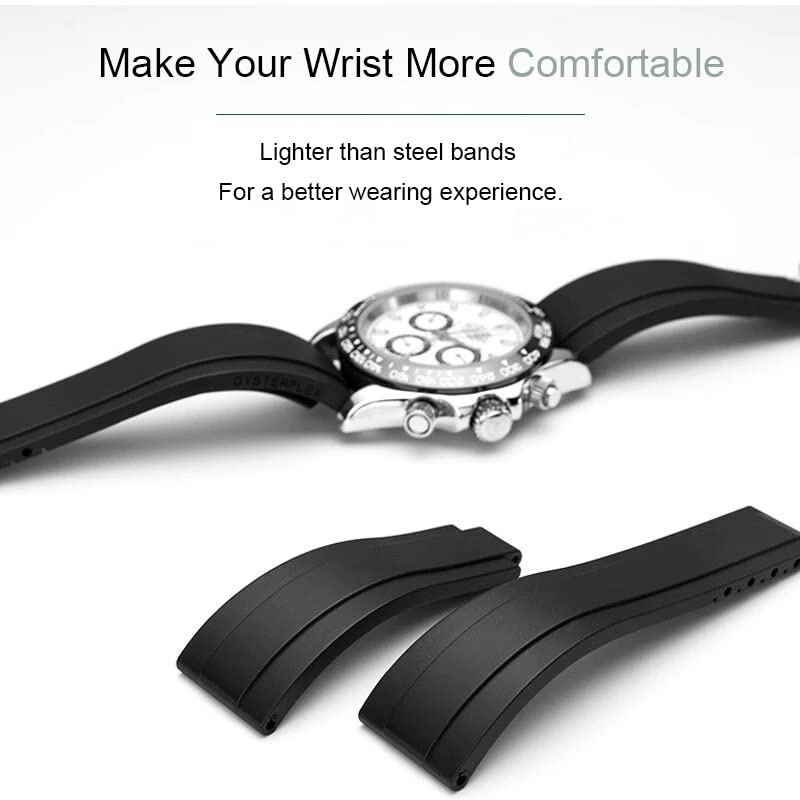 Wentokye Rubber Watchband For Rolex SUBMARINER GHOST DATEJUST OYSTERPERTUAL DAYTONA YACHTMASTER Deployment Buckle 20mm Rolex Rubber Strap Replacement