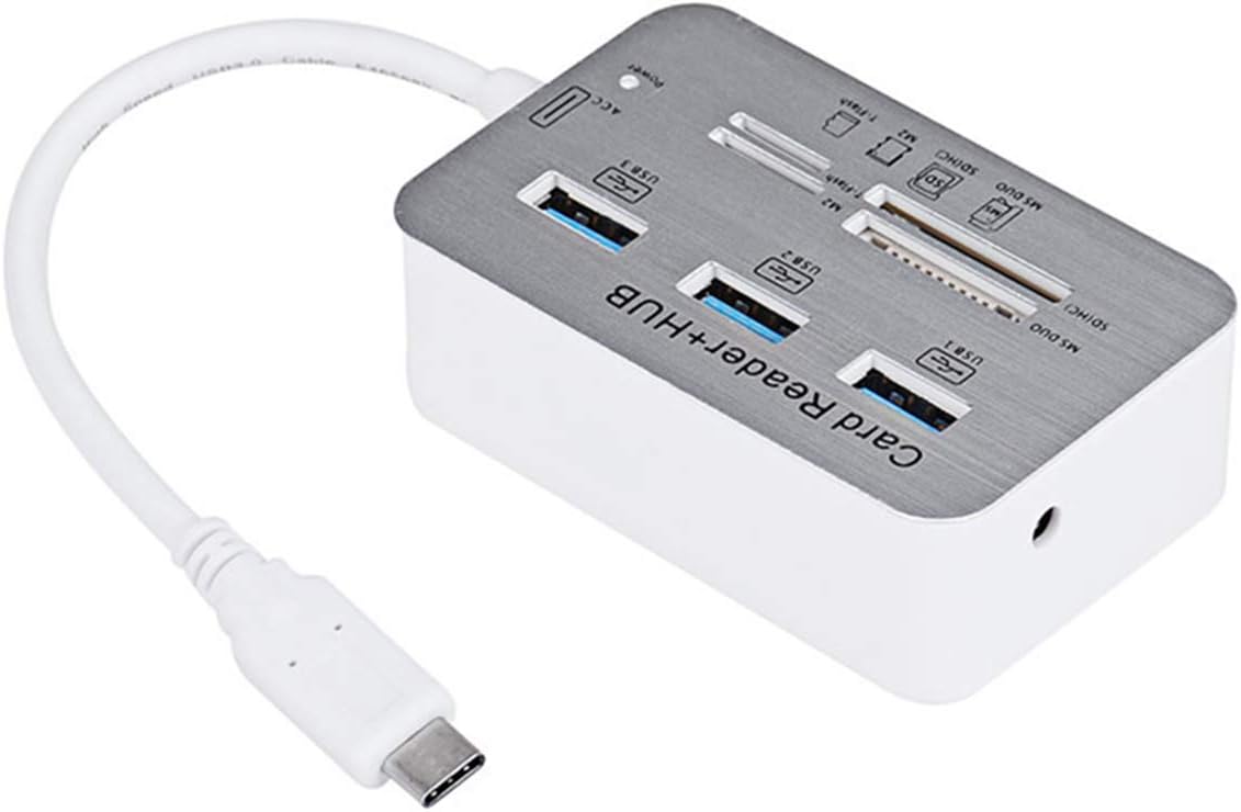 7 in 1 Portable USB C Hub，SAYTAY USB-C Hub with 3 USB 3.0 Ports and SD/Micro SD /TF/M2 Card Reader， Compatible for MacBook Air, Laptop, PC, USB Flash Drives, HDD Hard Drive