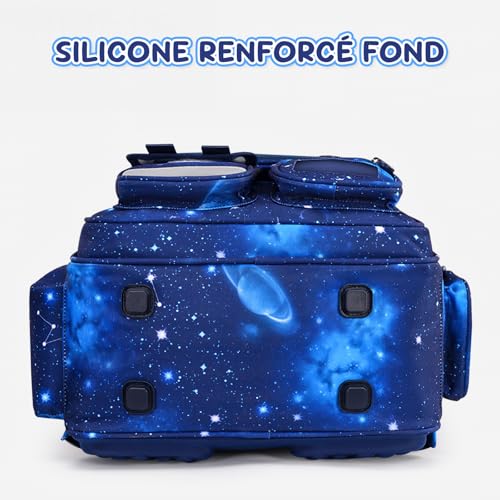 Amythe CP-CM2 Boys Reflective School Bag | Ergonomic Children's Backpack Chest Strap 6-12 Years Waterproof 25L Blue
