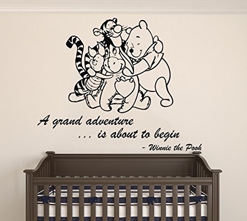 Winnie Pooh & Friends - A Grand Adventure Is About To Begin Quote Baby Room Wall Decal- Decal For Baby's Room (Wide 22
