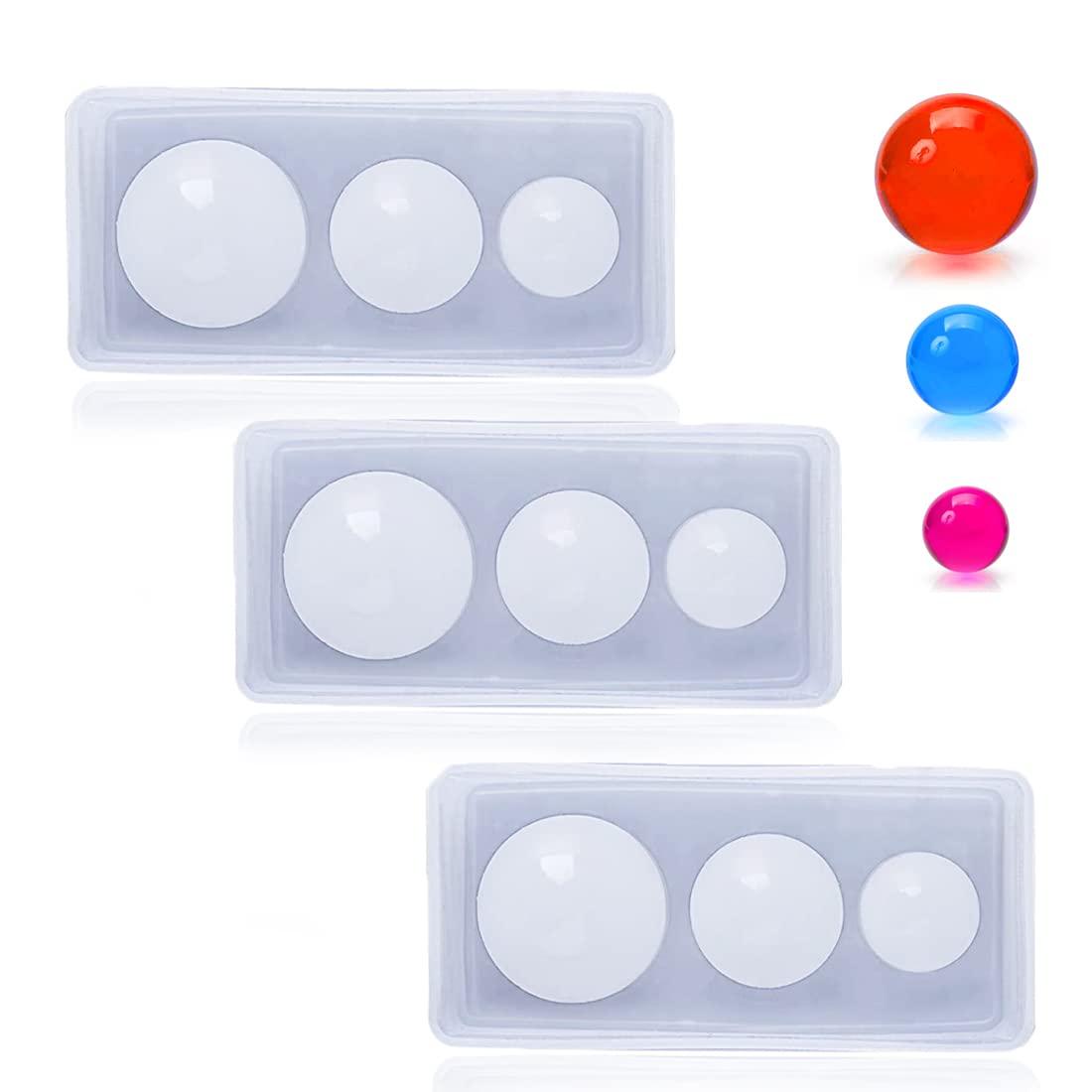 3PCS Small Sphere Silicone Resin Molds, TuNan Ball Epoxy Resin Casting Mould for Necklace Pendant Earring Jewelry Making DIY Art Craft