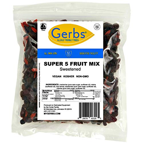 GERBS Super 5 Dried Fruit Snack Mix, 64 ounce Bag, Unsulfured