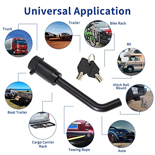 METOWARE Trailer Hitch Locks, 1/2" and 5/8" Diameter Dual Bent Pins for