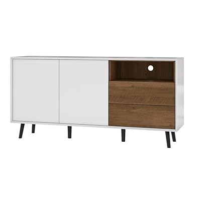 Bestar Alga Sideboard, White &amp; Walnut Brown