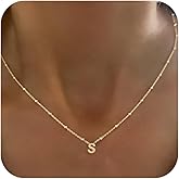 GRCLD Initial Necklaces for Women Dainty 14k Gold Plated Letter Necklace Trendy A-Z Pendant Choker Necklace Cute Name Personalized Fashion Jewelry Gift for Women Her