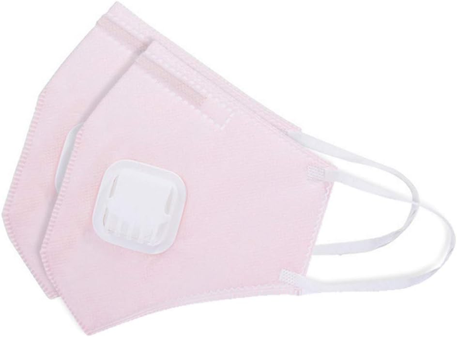 Skxinn 2Pcs Disposable Dust Mask N95, Face Mouth Masks with Filter/Respirator Antibacterial Protection Fold Flat Kids Adult Dust Masks PM2.5 Anti-dust Mask Exhaust Gas Germs Smoke (Pink)