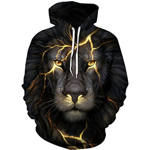 Hycsen 3D Hoodies Lion 3D Printed Sweatshirt Snow Lion Hoodies sweatshirt-DX061-M