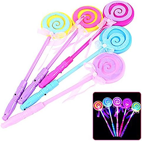 rytetg 2 Pcs Fashion Kids LED Light-Up Toy Lollipop Glow Sticks Girls Princess Flashing Fairy Wand Sticks Birthday Party Dress Decor (Random Color)