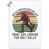 Msticey Not All Who Wander are Lost Funny Printed Microfiber Golf Towel with Clip, Golf Gifts for Dad, Grandpa, Father's Day, Birthday Gifts, Accessories