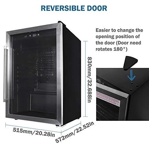 Northair Stainless Steel 37 Bottle Wine Cooler, Chiller Counter Top Red & White Wine Cellar w/Touch Temperature Control, Freestanding Beverage Refrigerator Quiet Operation Fridge, Reversible Door