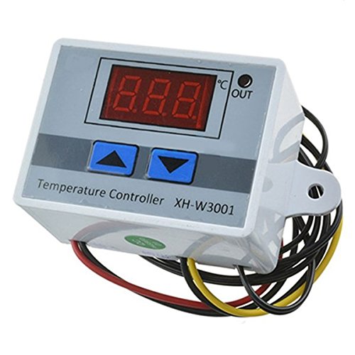 SODIAL(R) 1 pcs gray metal DC24V microcomputer digital temperature controller XH-W3001 temperature controller Intelligent electronic temperature switch with waterproof probe 6 4.5 3.1cm