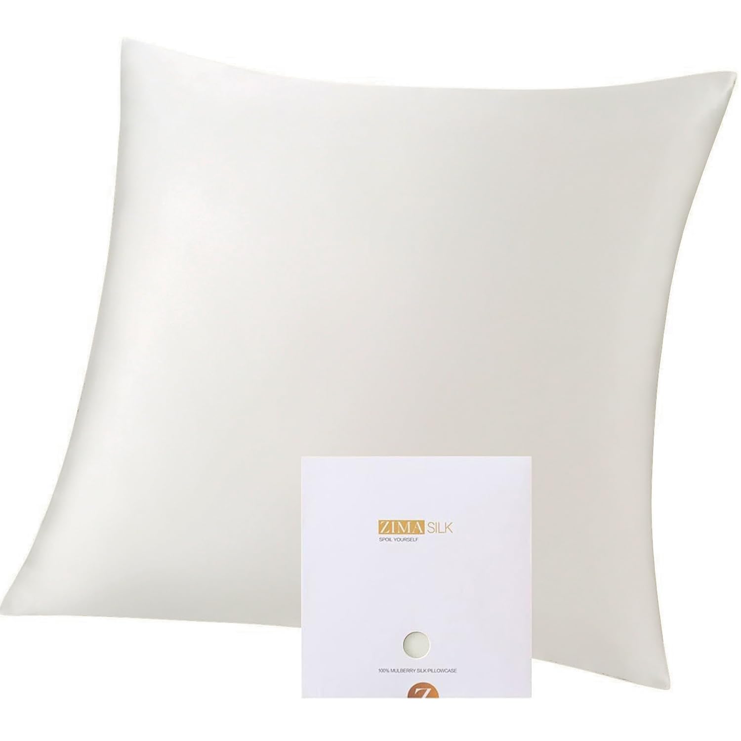 ZIMASILK 100% Mulberry Silk Pillowcase for Hair and Skin,Both Sides 19 Momme Silk, 1pc (80x80 cm, Ivory)