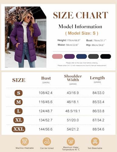Tuopuda Parka for Women Long with Fur Hood Thick Coat for Women Winter Jacket with Hood Zipper Jacket Windproof Coat