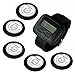 SINGCALL Wireless Calling System, Wireless Waiter Pager System, for Supermarket, for Restaurant, Cafe, Coffee Shop. Pack of 5 Pcs Table Buttons and 1 Pc Wrist Watch Receiver