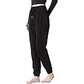 Women's Fleece Cargo Joggers - Multi-Pockets, Elastic Drawstring Waist, Warm Winter Daily Wear