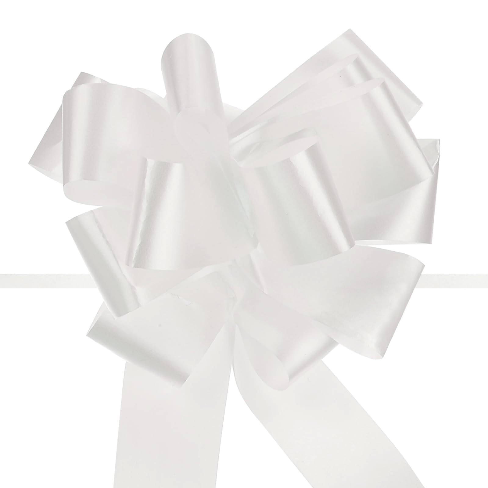 Unifizz 20pcs 5 Inch White Pull Bow Big Gift Bows Solid Color Plastic Flower for Wedding Car Baskets Presents Christmas Party Decoration