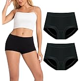 AMZCHPC Women's Boy Shorts Panties Ladies Cotton Underwear High Waisted Underpants (2Pack)