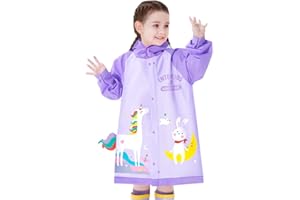 HOVKIB Kids Raincoats Hooded Rain Poncho Waterproof Rain Jacket Boys Girls Rain Suit Cute 3D Cartoon Rainwear 2-12 Years