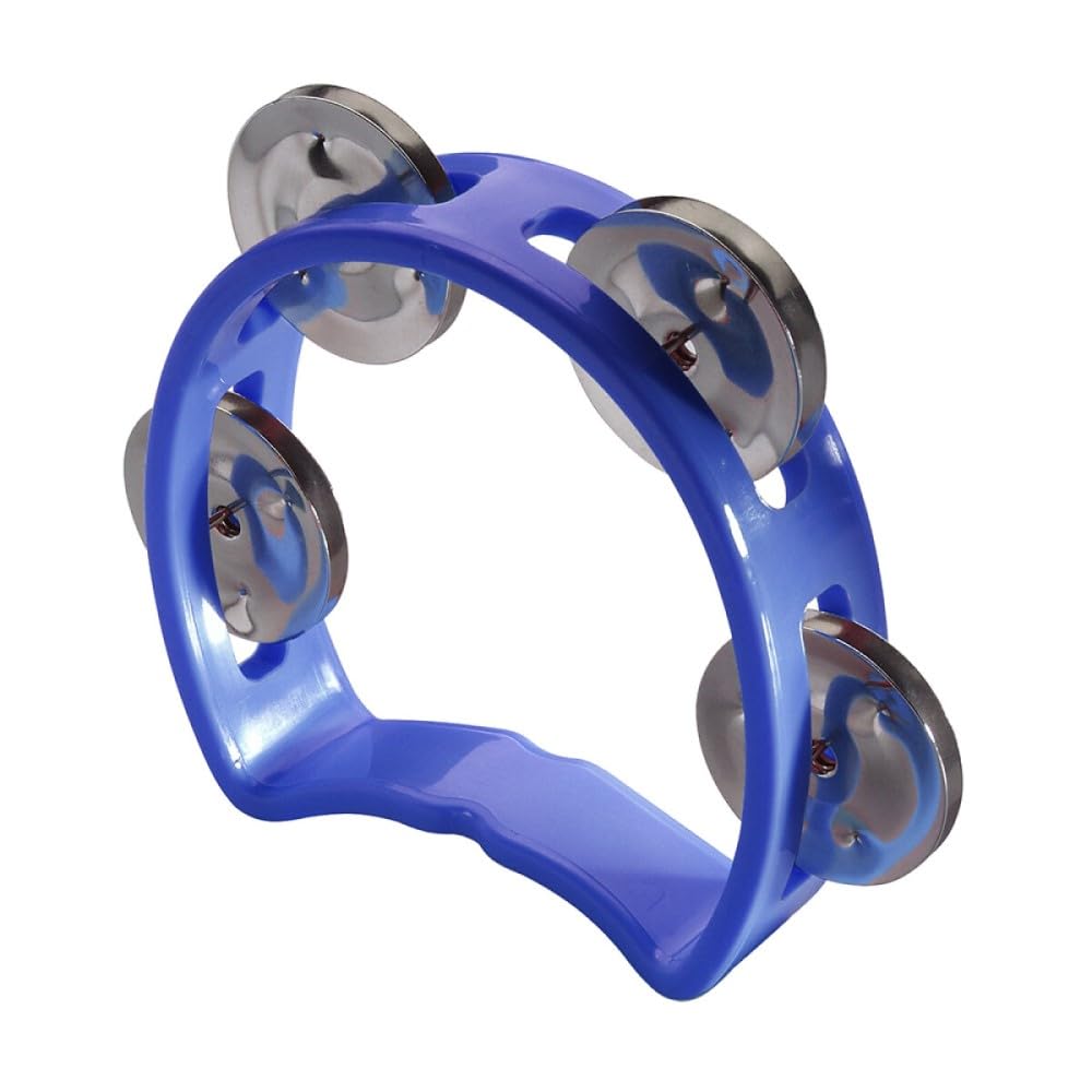 Plastic cutaway mini tambourine w/ 4 jingles - Blue