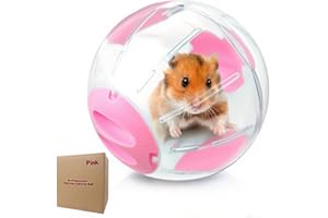 Hamster Exercise Ball, 7.9 Inch Syrian Hamster Ball, Transparent, Large Ball with Four entrances (Pink)