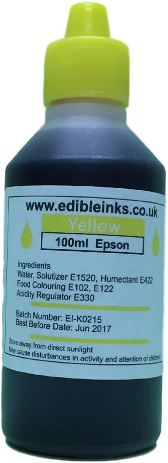 100ml Yellow only - edible ink for use in refillable cartridges or CISS, for Epson printer Models