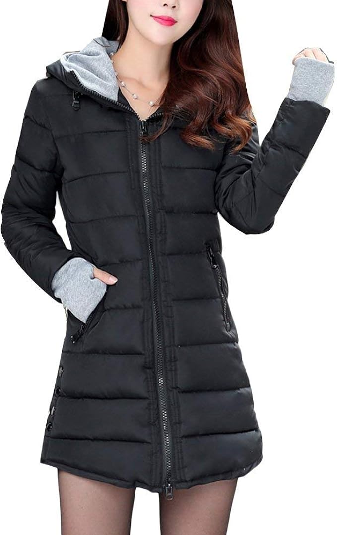 Quilted Jacket Ladies Autumn Winter Oversize Quilted Hooded Lightweight Simple Amazon.co.uk
