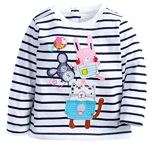 Fiream Girls' Cotton Crewneck Long Sleeve T-shirt(1109,2T)