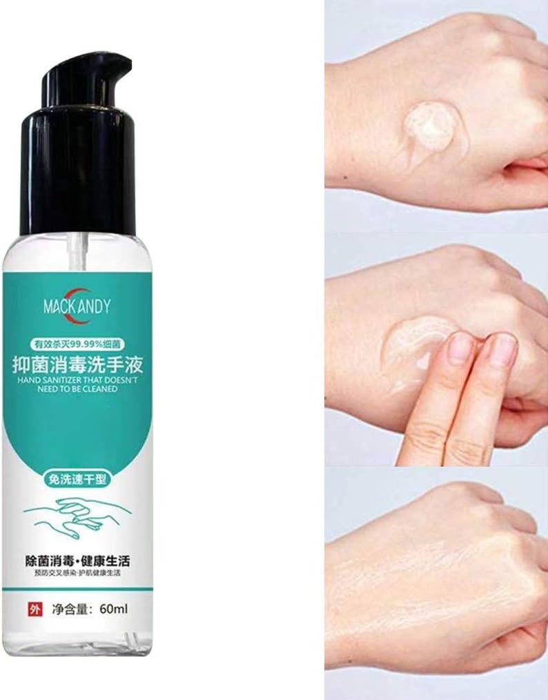 Kidirt Disposable Hand Sanitizer - 60ML Quick-Drying Hands Disinfectant Cleaner Long-Lasting Sterilization Wash Free & Dye Free 99.9% Effective Portable Hand Sanitizer Handrub (White)