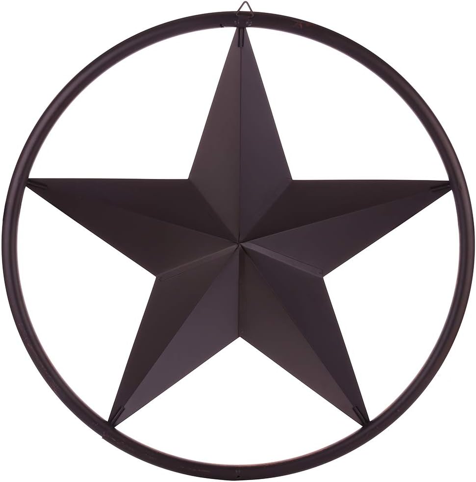 EBEI 39 Large Metal Barn Star Outdoor Vintage Metal Texas Lone Star Dark Brown Western Home Decor